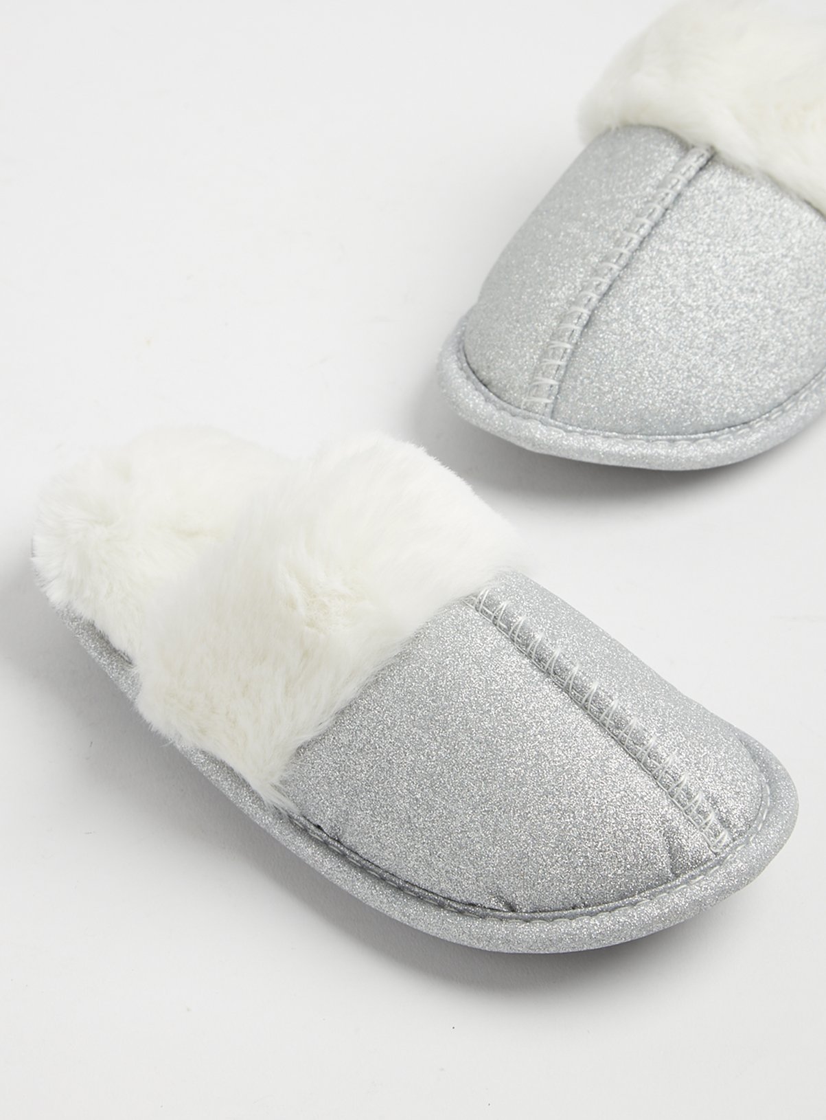 silver glitter slippers