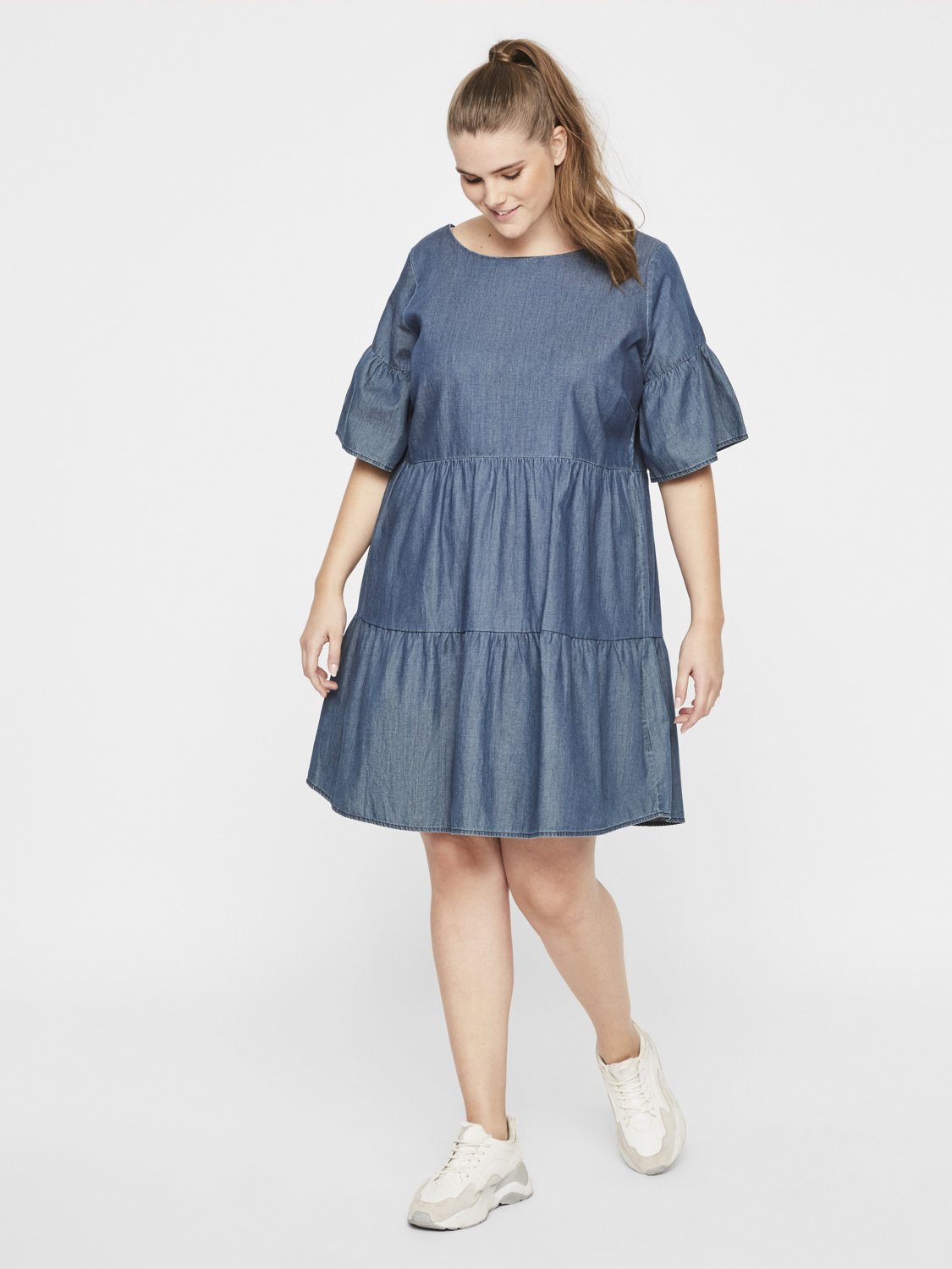 JUNAROSE Blue Denim Tiered Dress Review