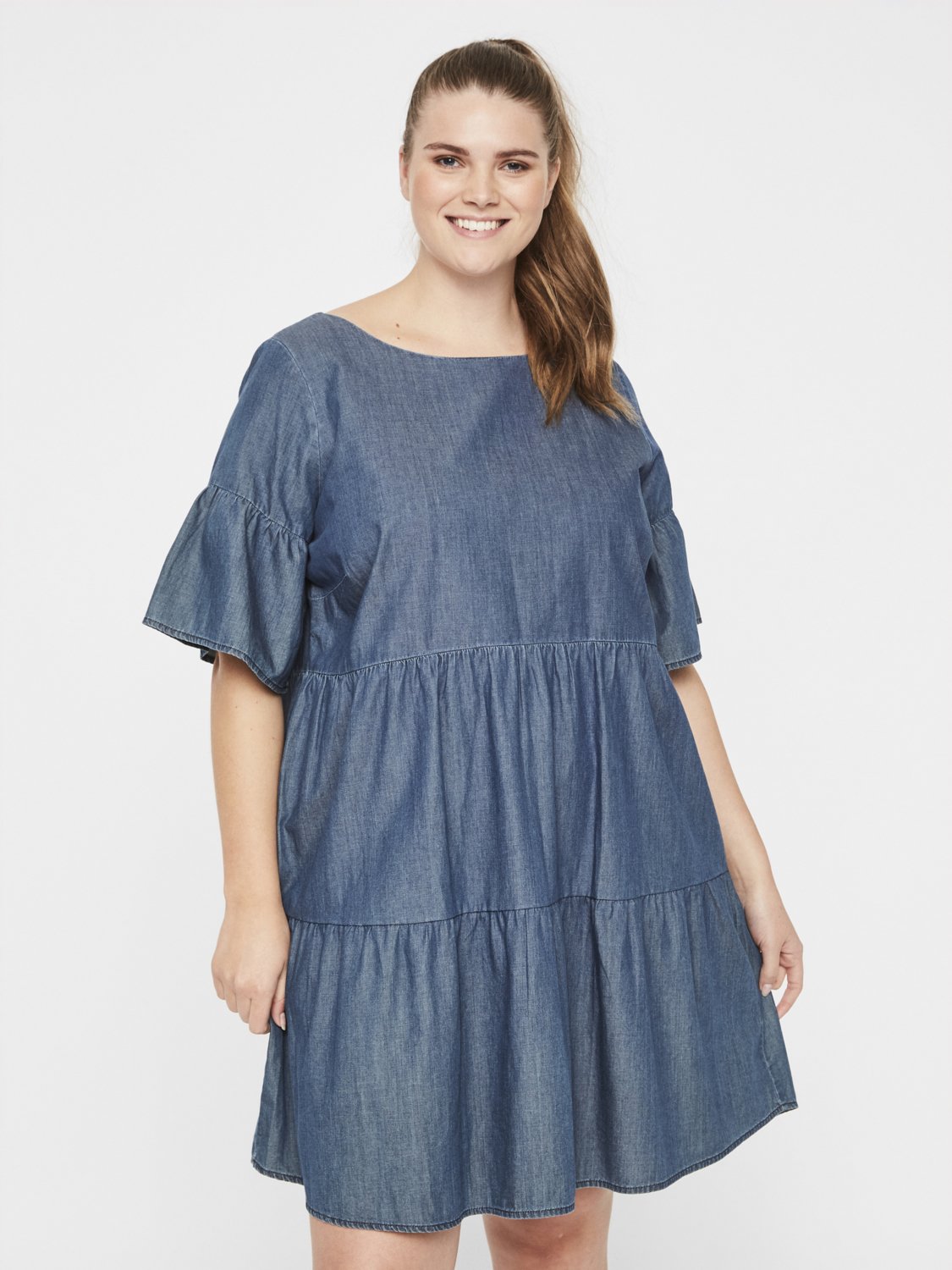 JUNAROSE Blue Denim Tiered Dress Review