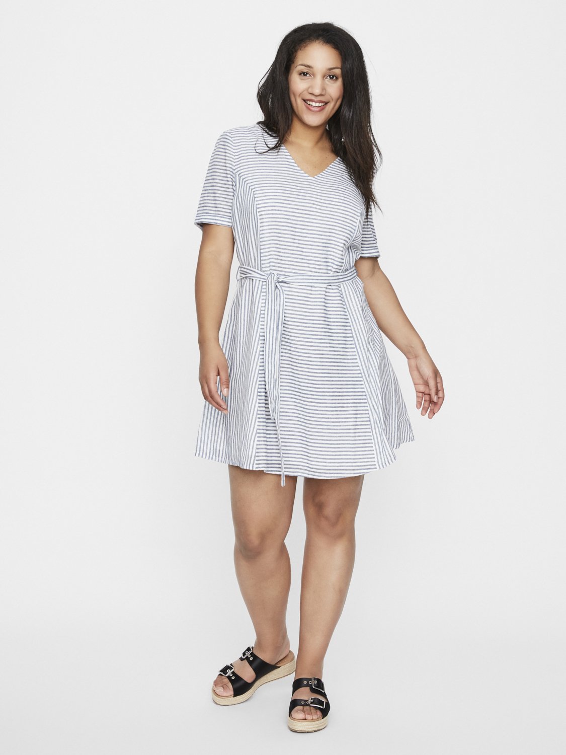 JUNAROSE Blue & White Stripe V-Neck Dress Review