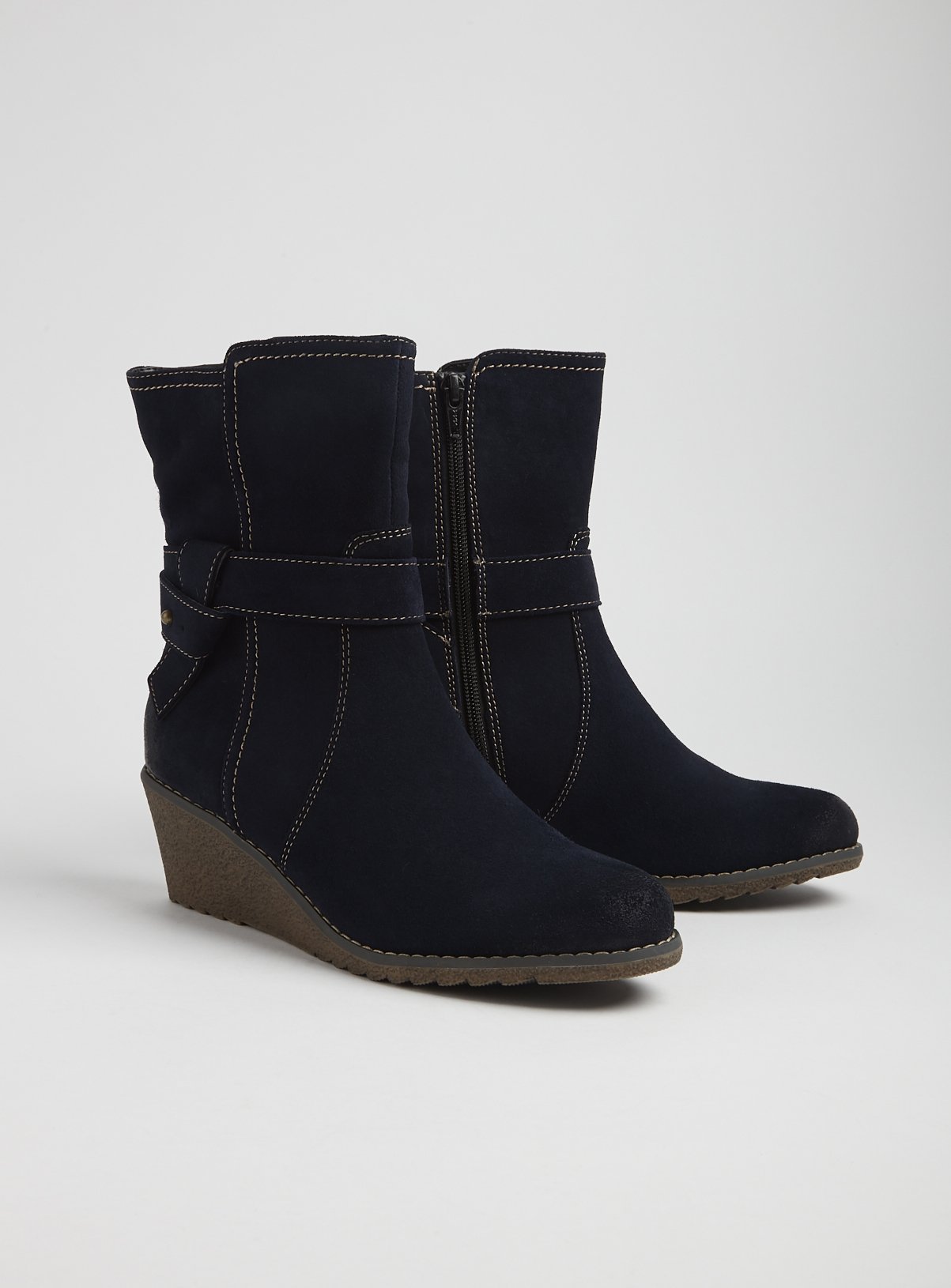 Sole Comfort Navy Suede Wedge Boots Review