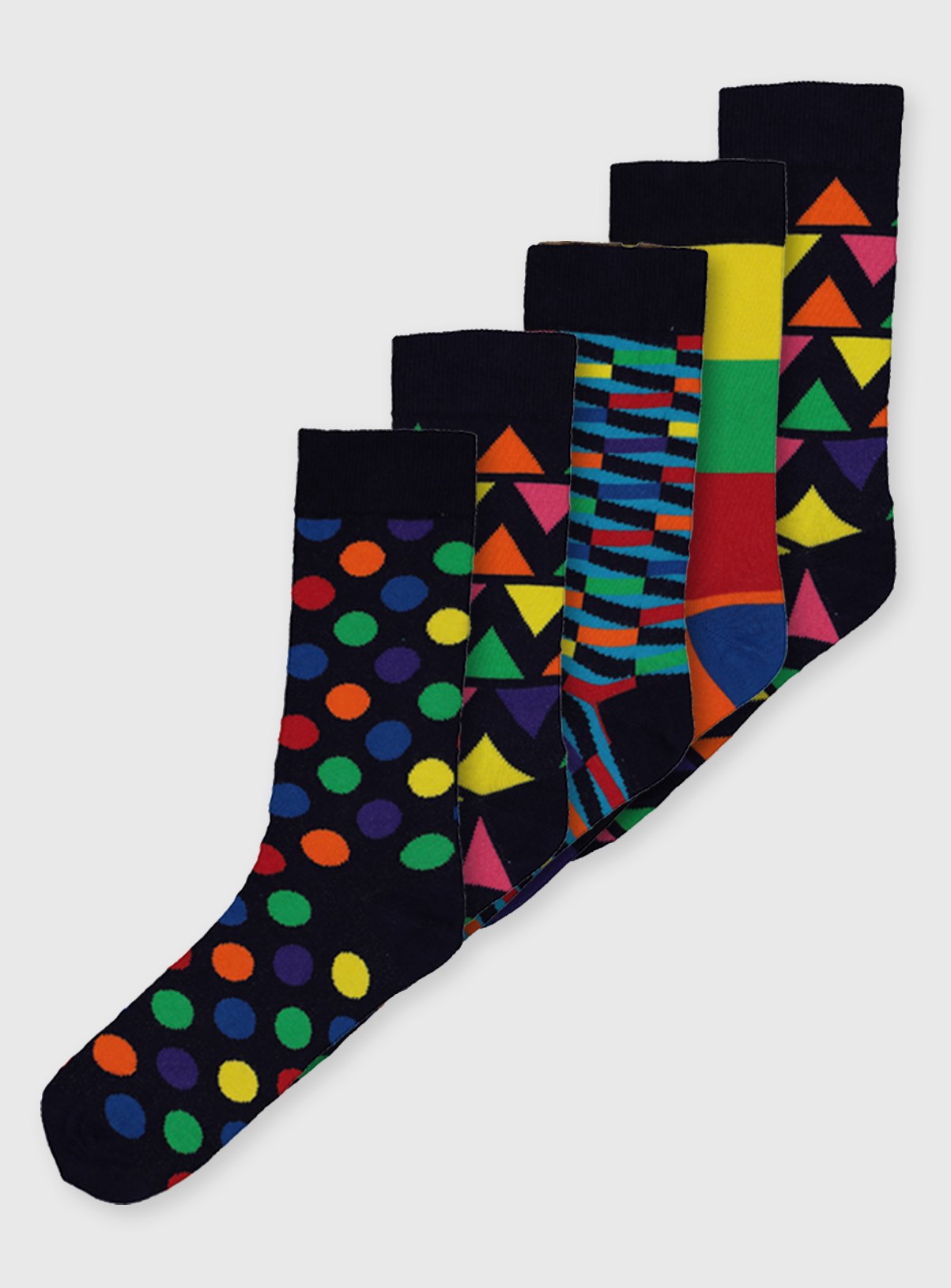 Multicoloured Geo Print Stay Fresh Socks 5 Pack Review