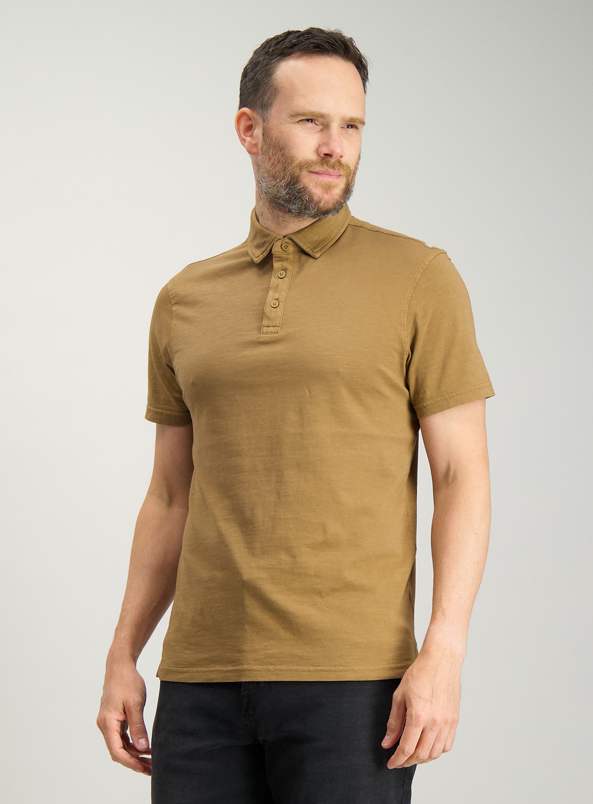 Light Brown Garment Dyed Polo Shirt 
