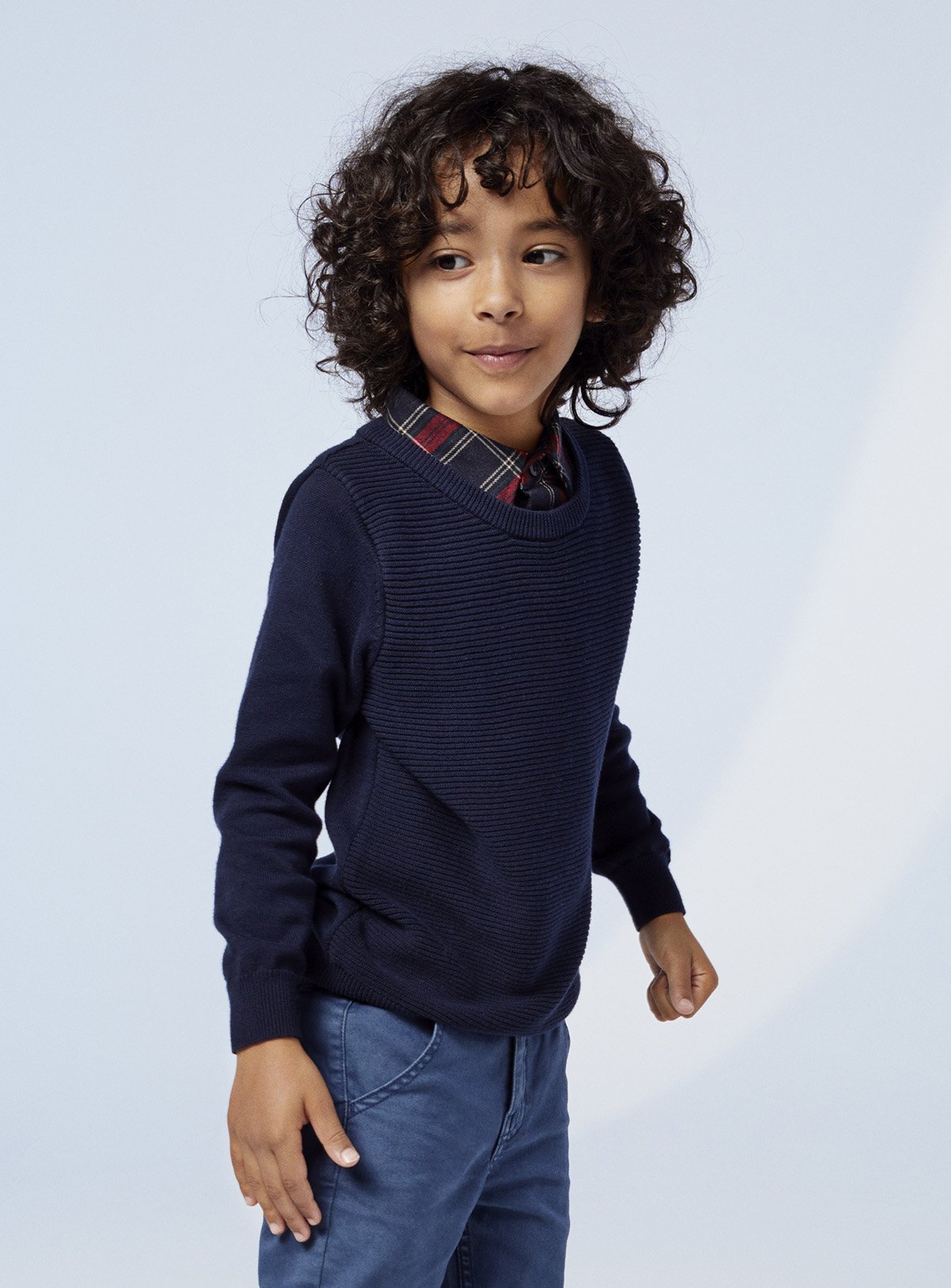 jumper with mock shirt collar