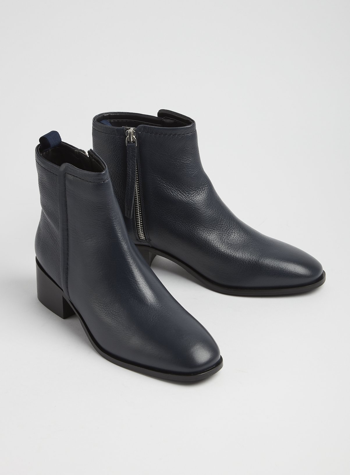 navy blue leather womens boots