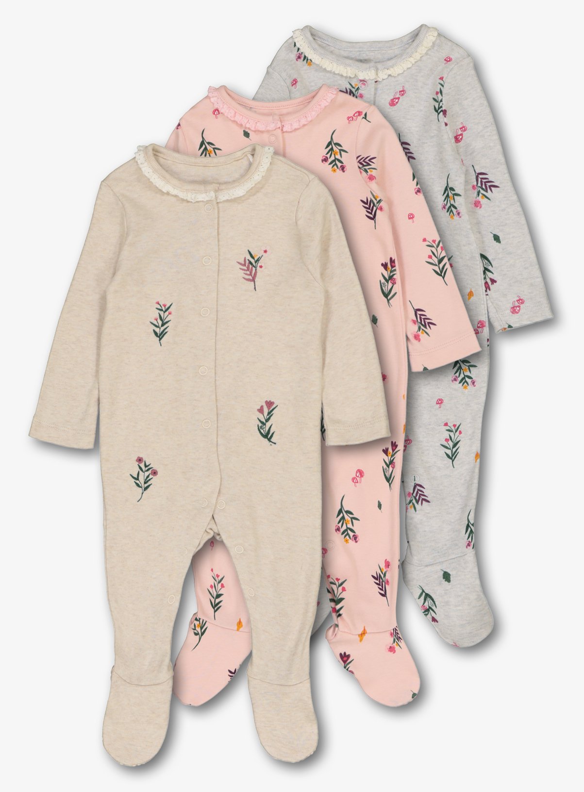 Baby Multicoloured Floral Sleepsuits 3 