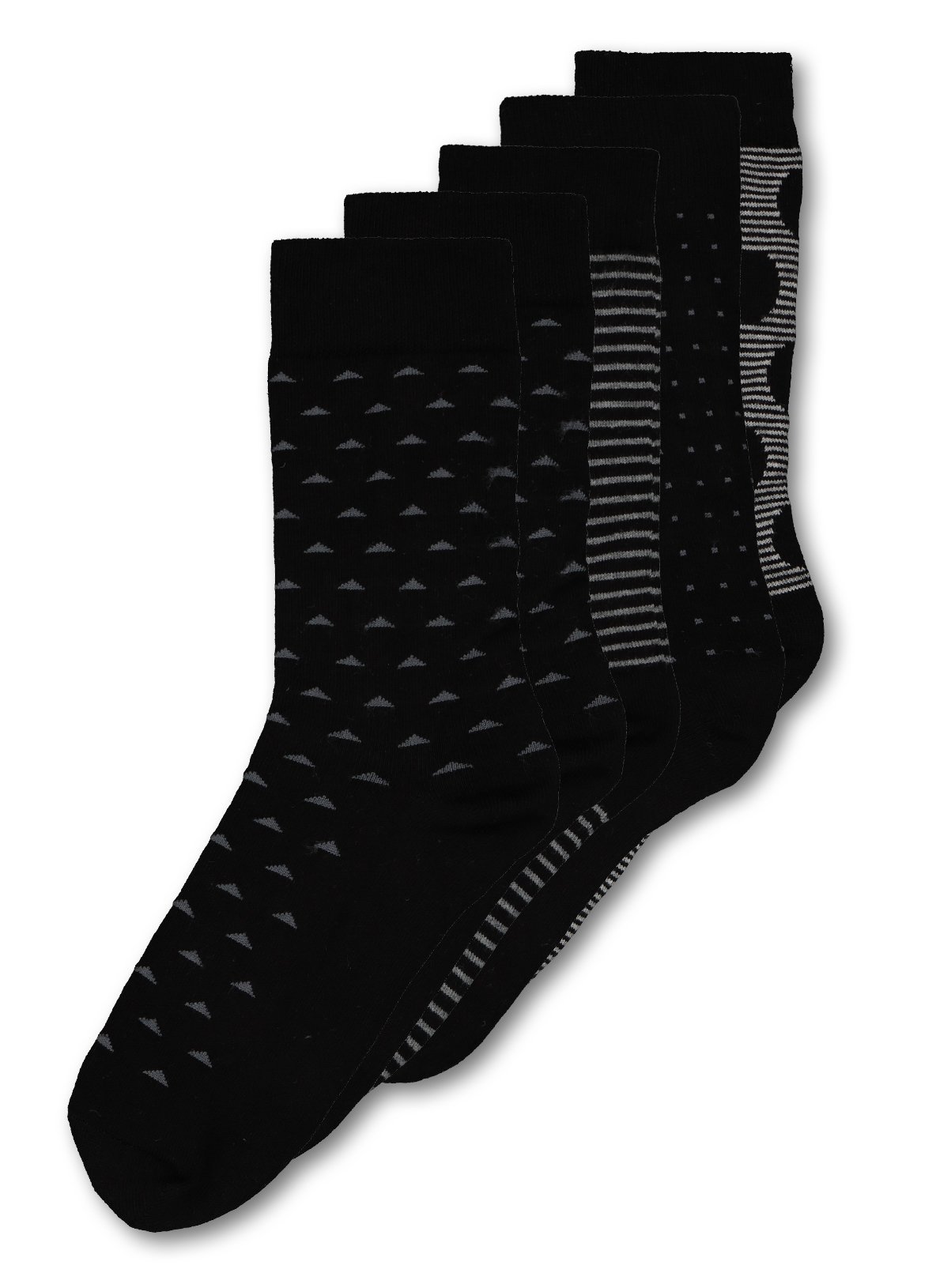 Black Geometric Print Stay Fresh Socks 5 Pack Review