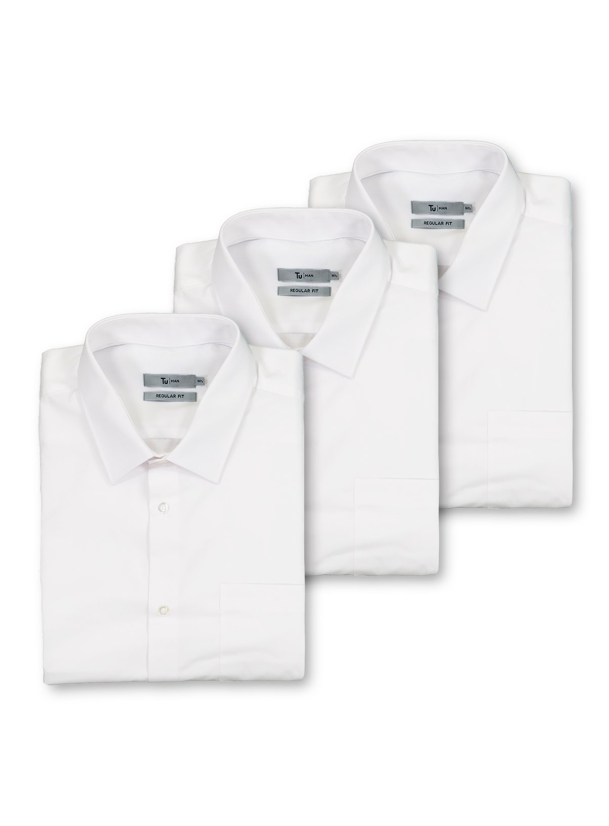 White Regular Fit Long Sleeve Easy Iron Shirts 3 Pack Review