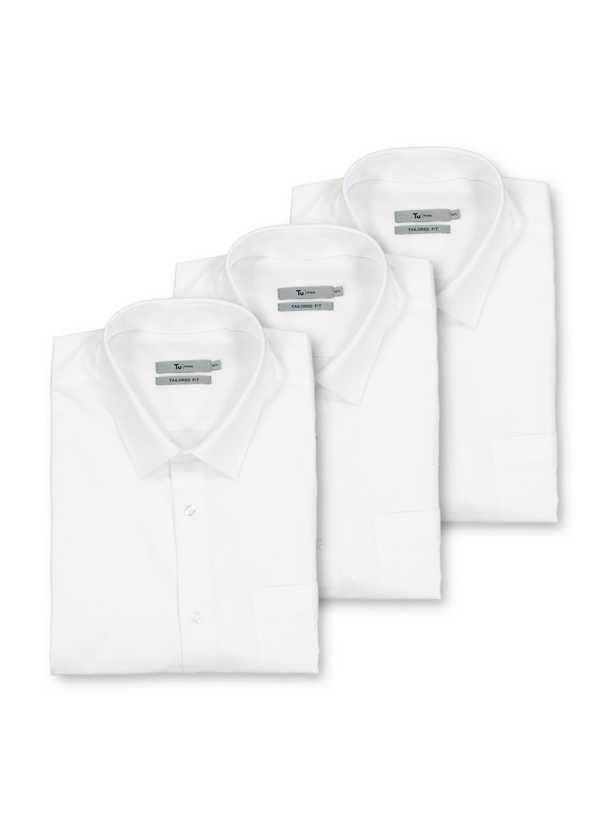 White Tailored Fit Long Sleeve Easy Iron Shirts 3 Pack Review