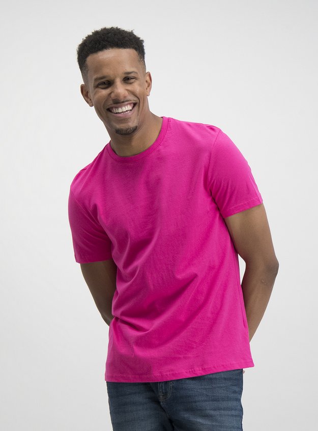 Menswear Online Exclusive Bright Pink Plain T-Shirt | Tu clothing