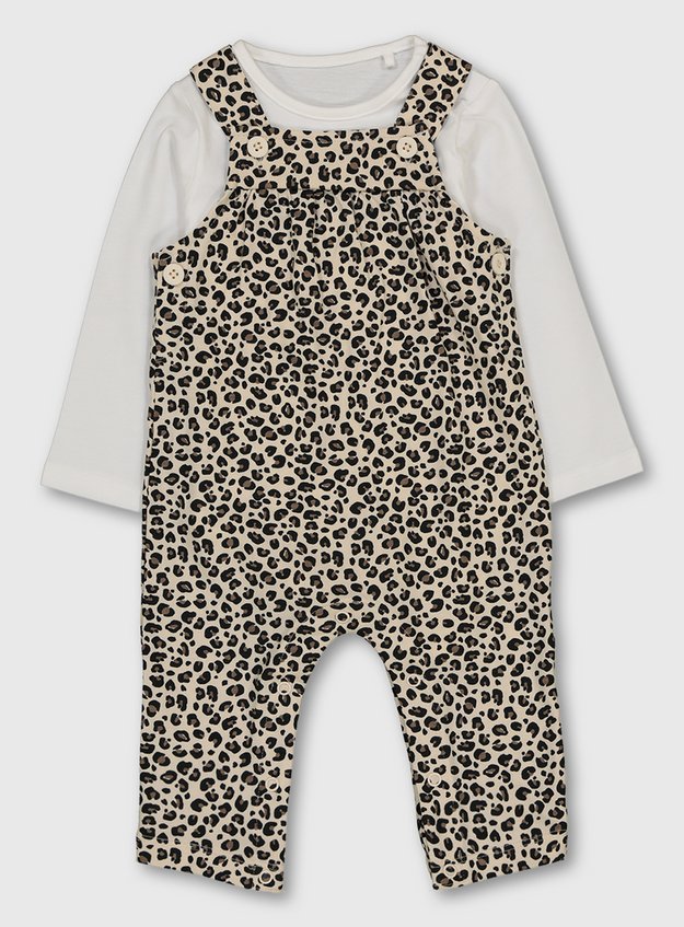 Black Leopard Heart Print Jumpsuit Bodysuit Romper Black Baby Girl Dress NB-12M 