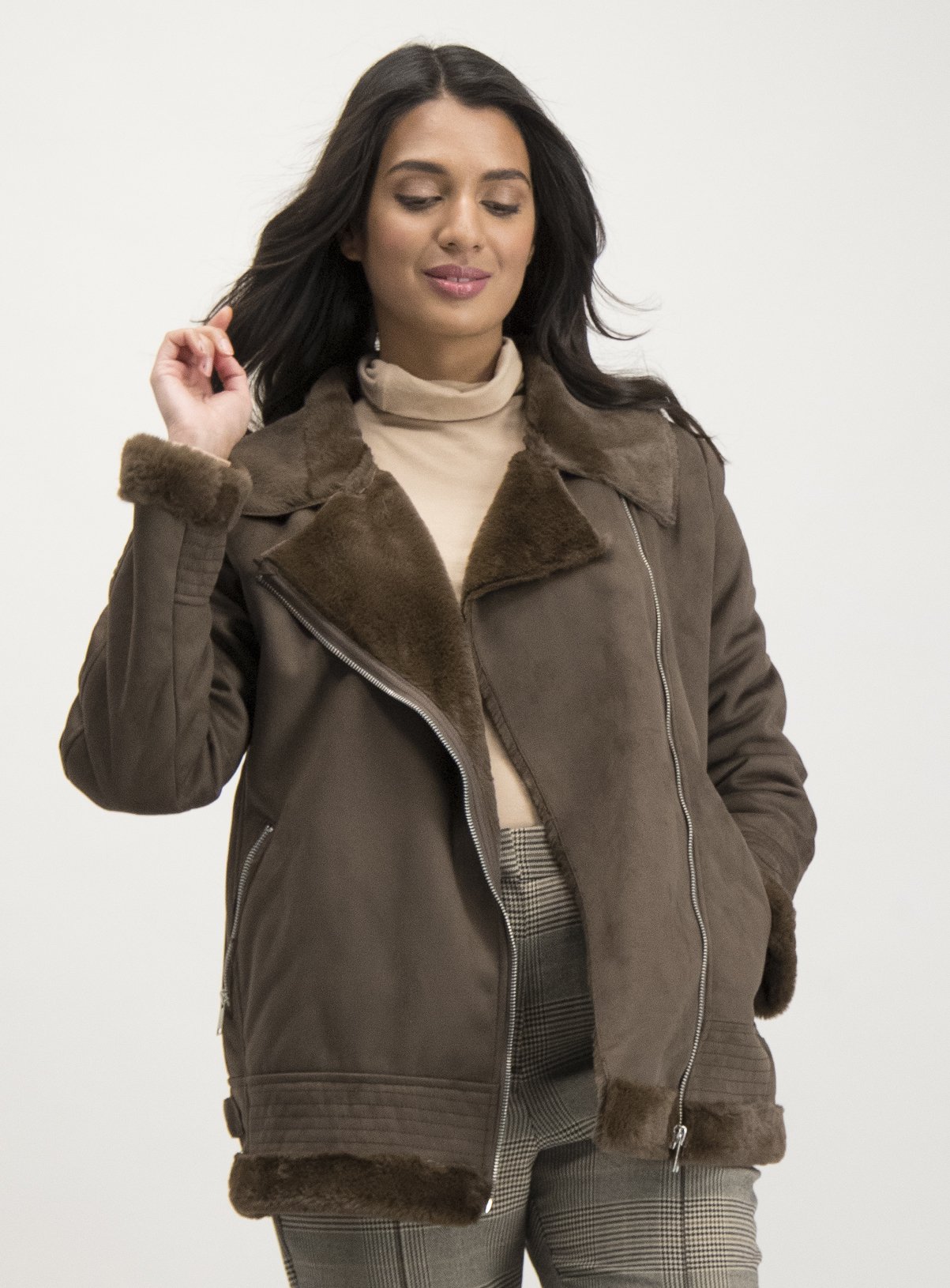 faux sheepskin jacket ladies