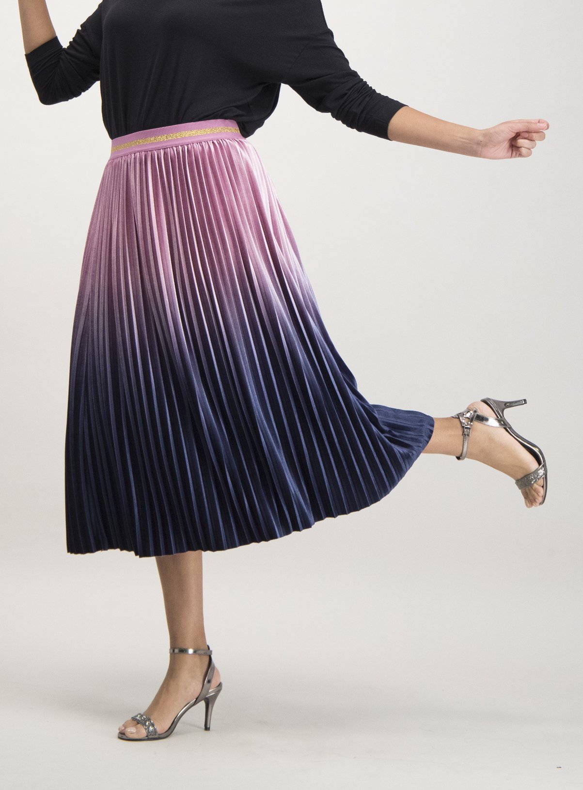 pink velvet pleated skirt