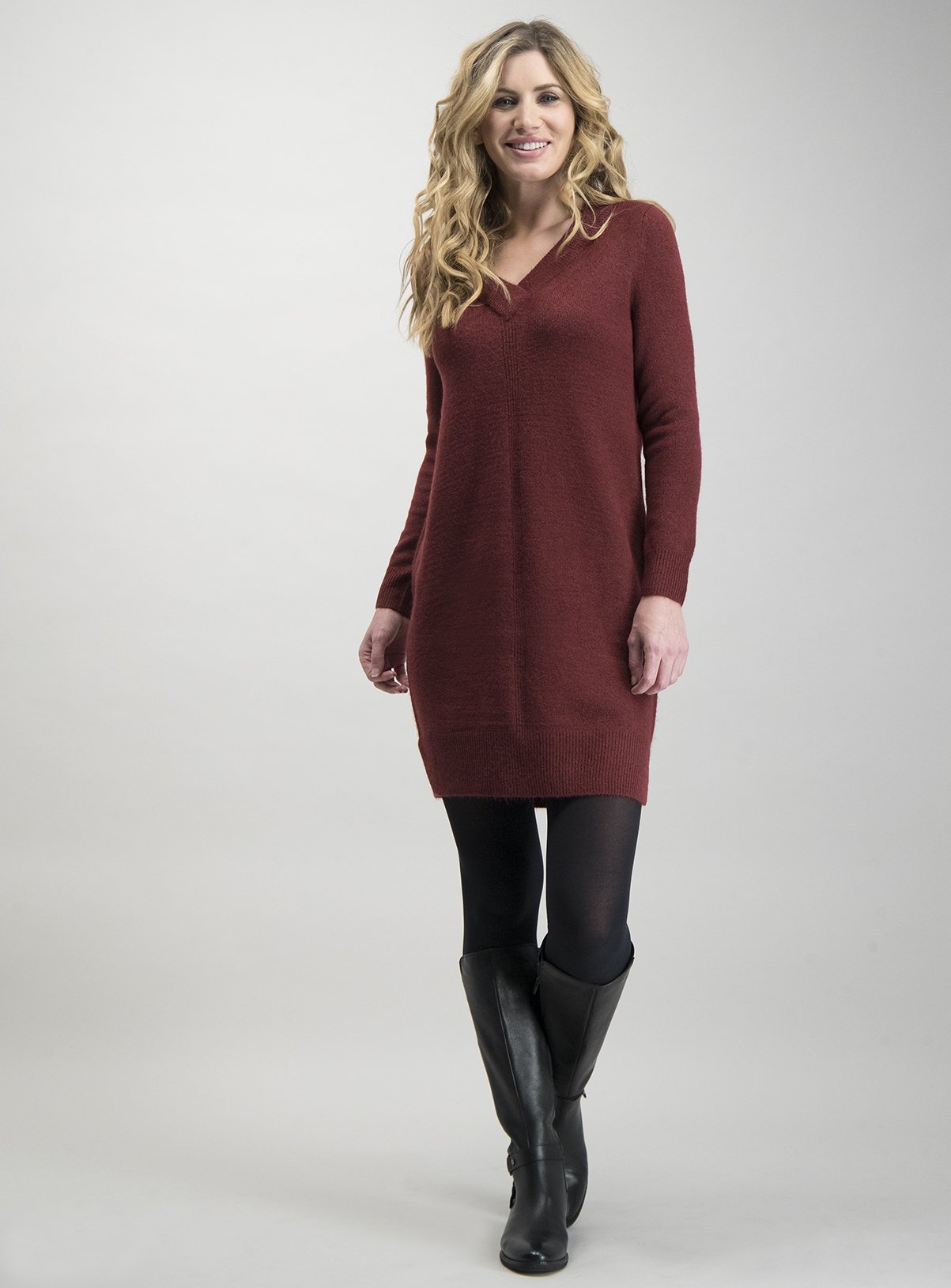 maroon jumper dress