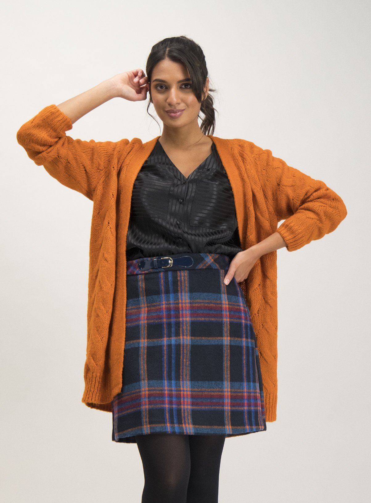 burnt orange cardigan