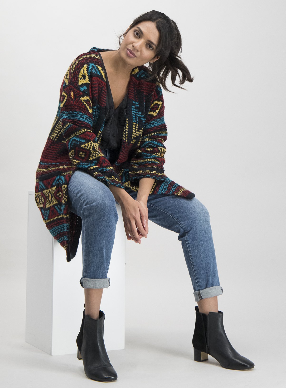 multi coloured long cardigan