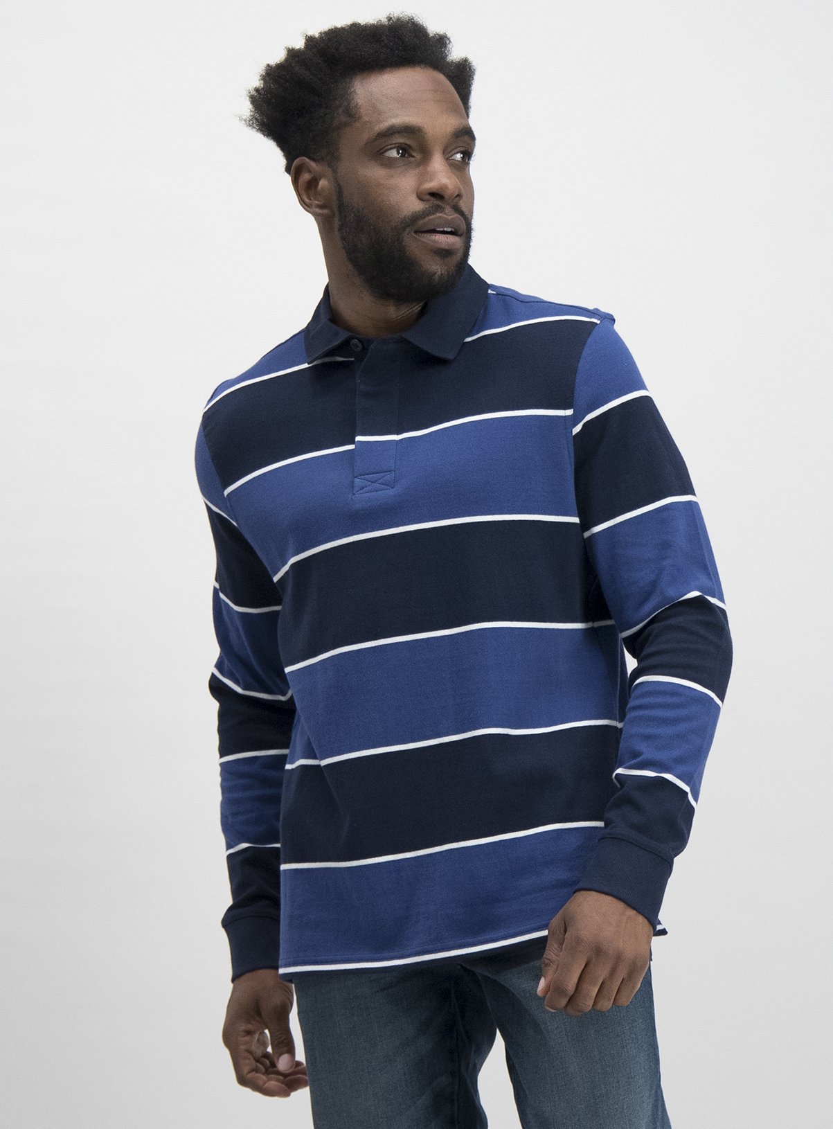 Navy & Blue Stripe Block Stripe Long Sleeve Rugby Shirt Review