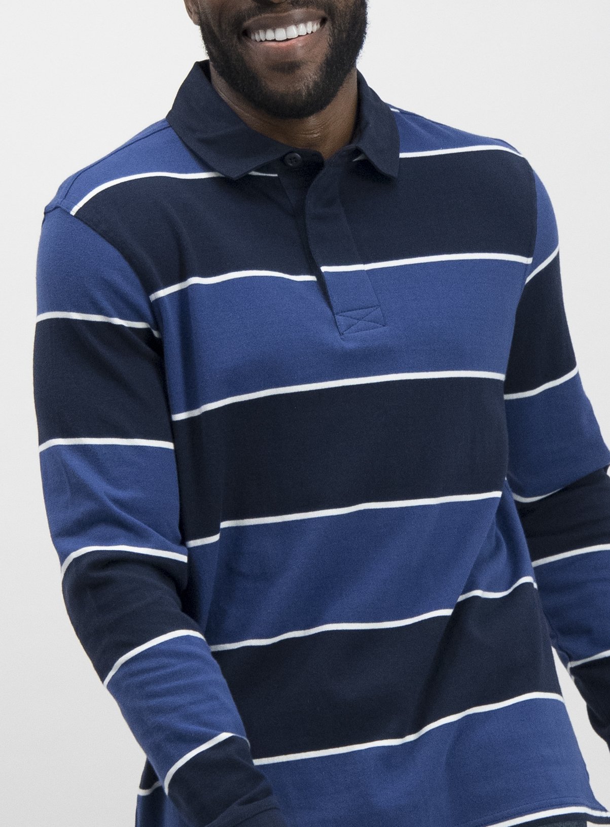 Navy & Blue Stripe Block Stripe Long Sleeve Rugby Shirt Review