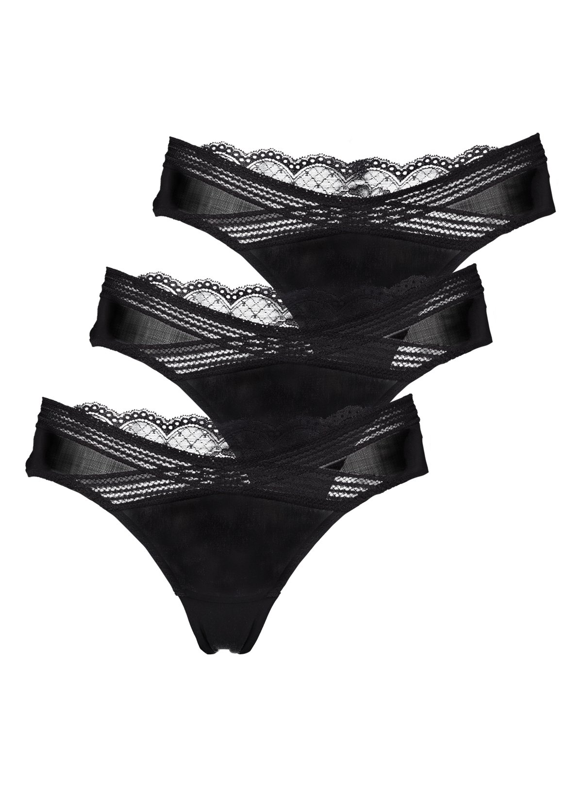 Black Crossover Lace Brazilian Knicker 3 Pack Review