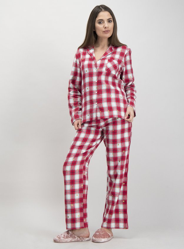 Womens Christmas Red Tartan Check Pyjamas Tu Clothing