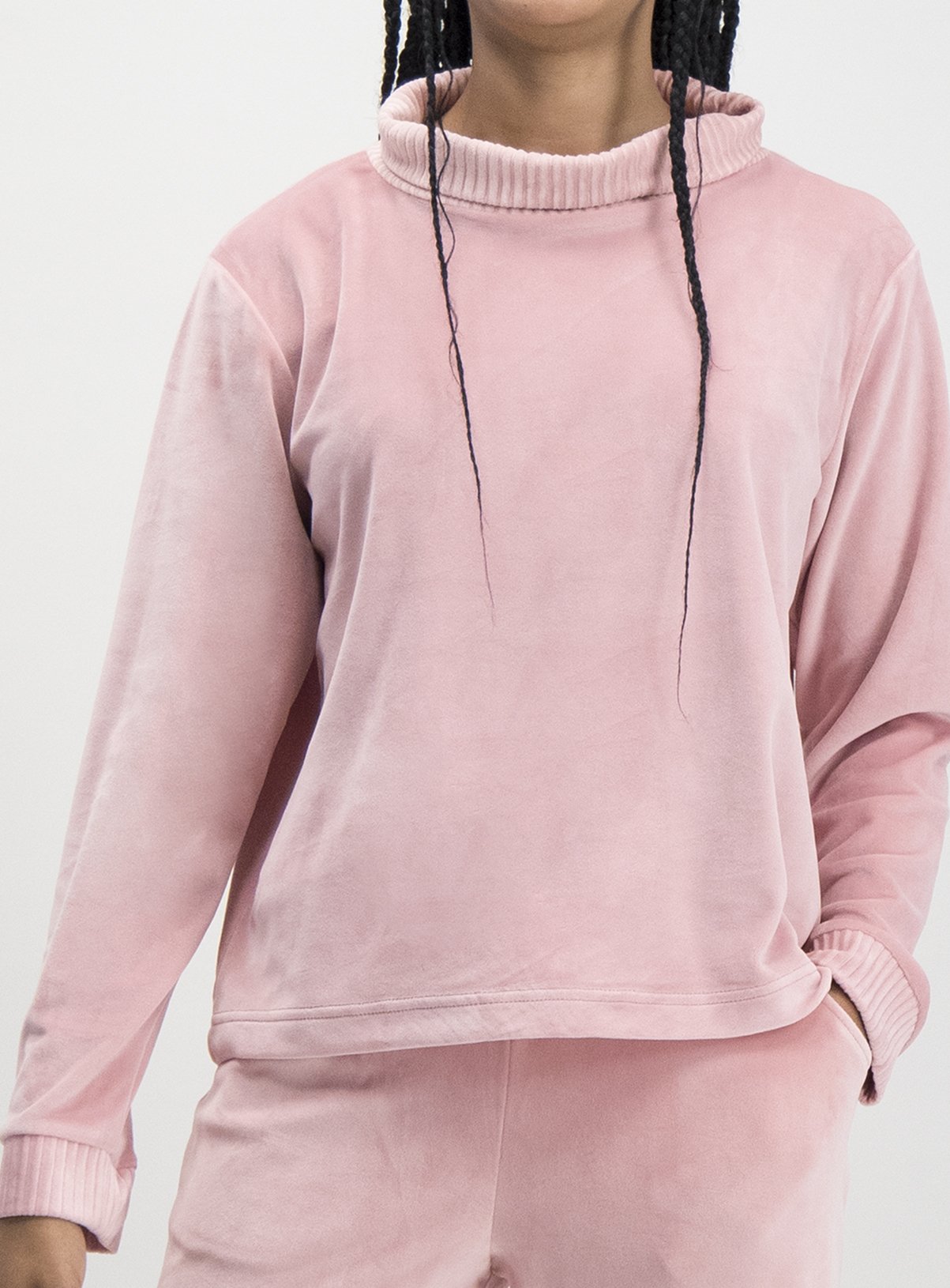 Light Pink Velour Cowl Neck Top Review