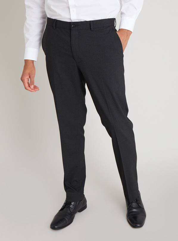 Buy Black Check Slim Fit Trousers With Stretch - W44 L31 