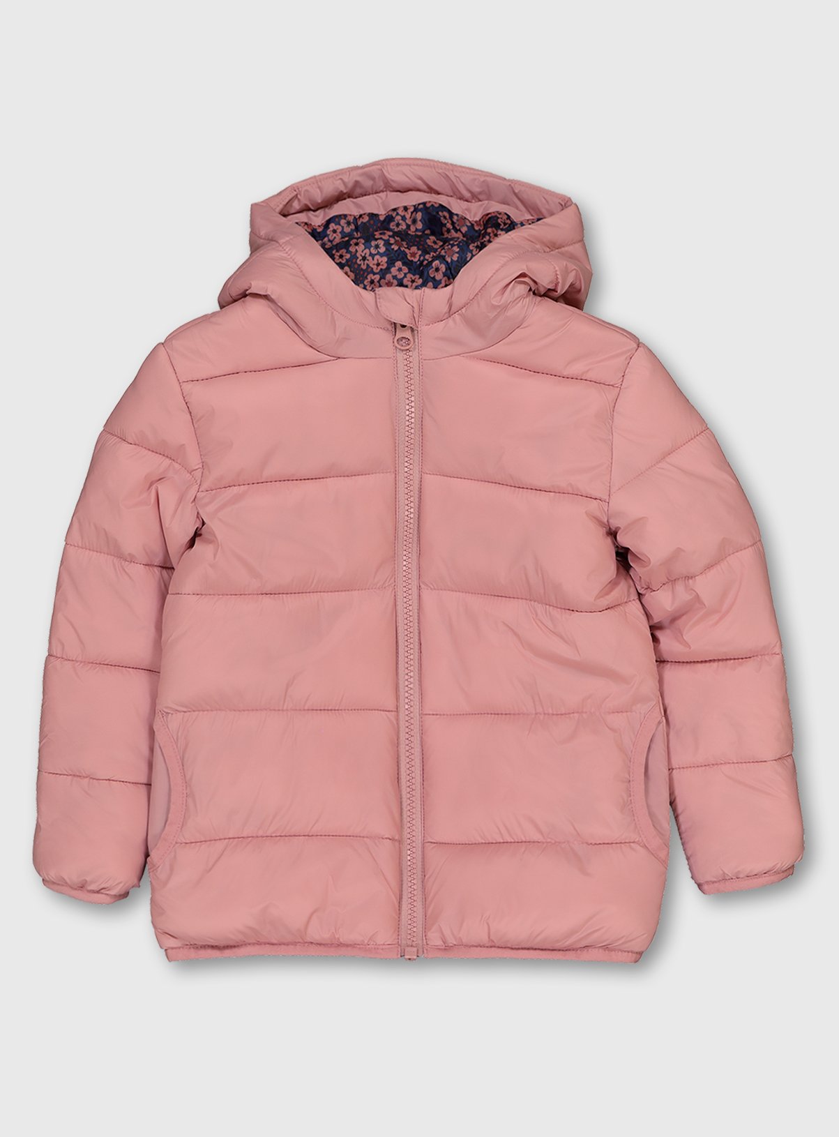 pink padded jacket with hood