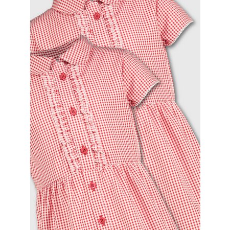 Red Gingham Frilled Classic School Dress 2 Pack - 5 years