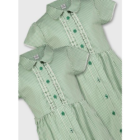 Green Gingham Frilled Classic School Dress 2 Pack - 4 years
