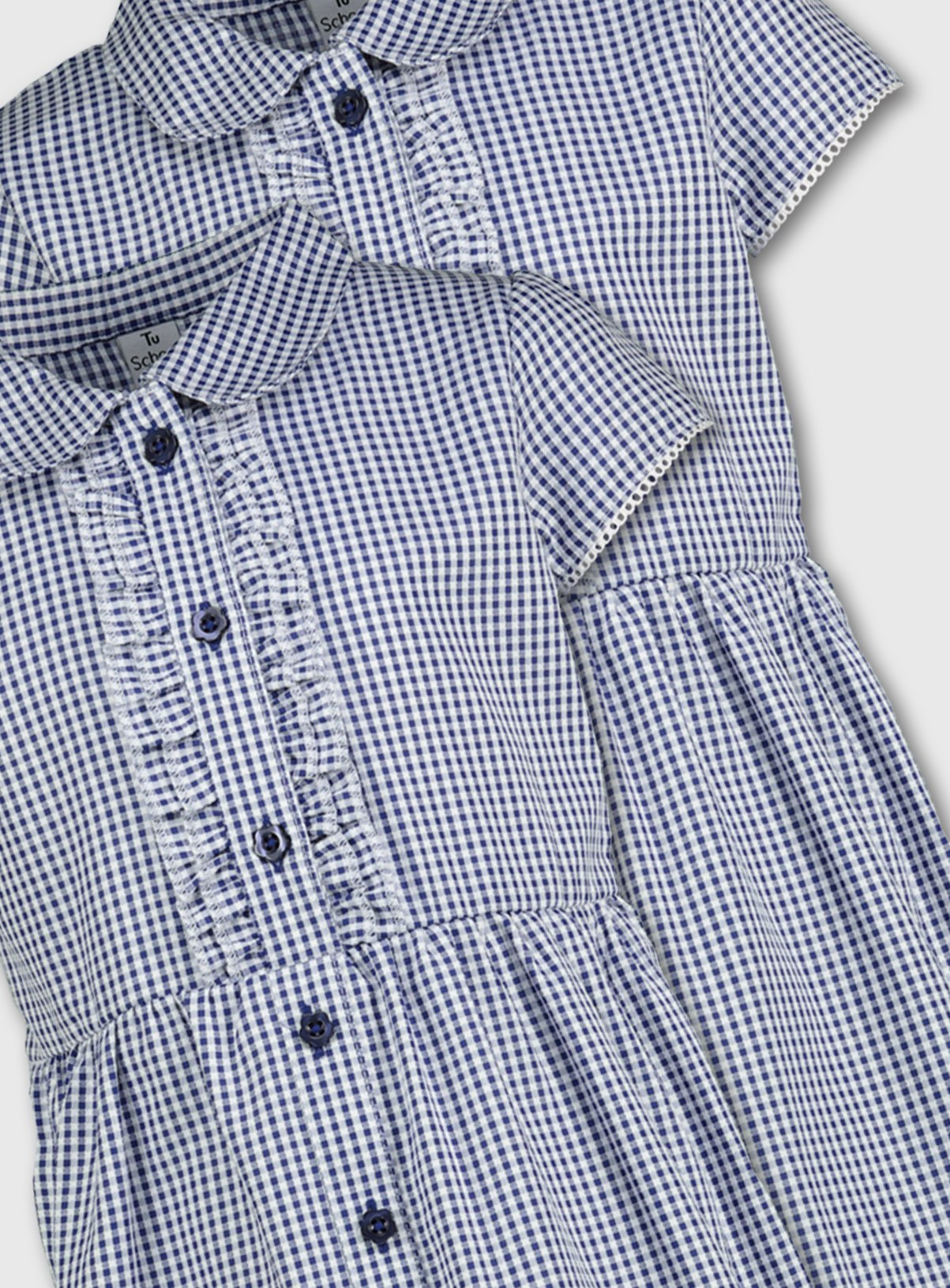 Navy Gingham Frilled Classic School Dress 2 Pack Review