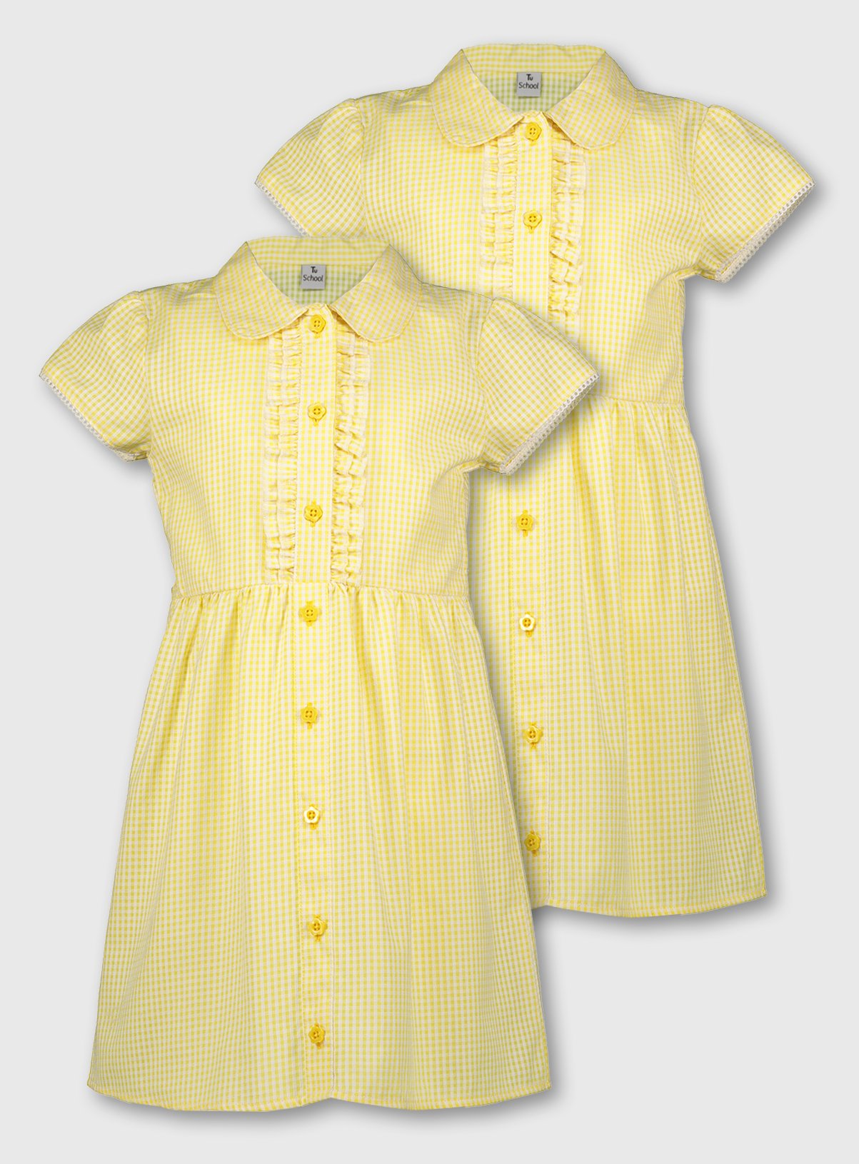 girls yellow gingham school dress