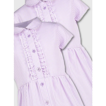 Lilac Gingham Frilled Classic School Dress 2 Pack - 3 years