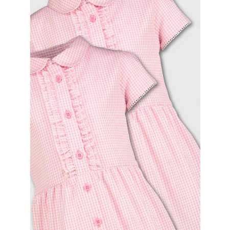 Pink Gingham Frilled Classic School Dress 2 Pack - 4 years