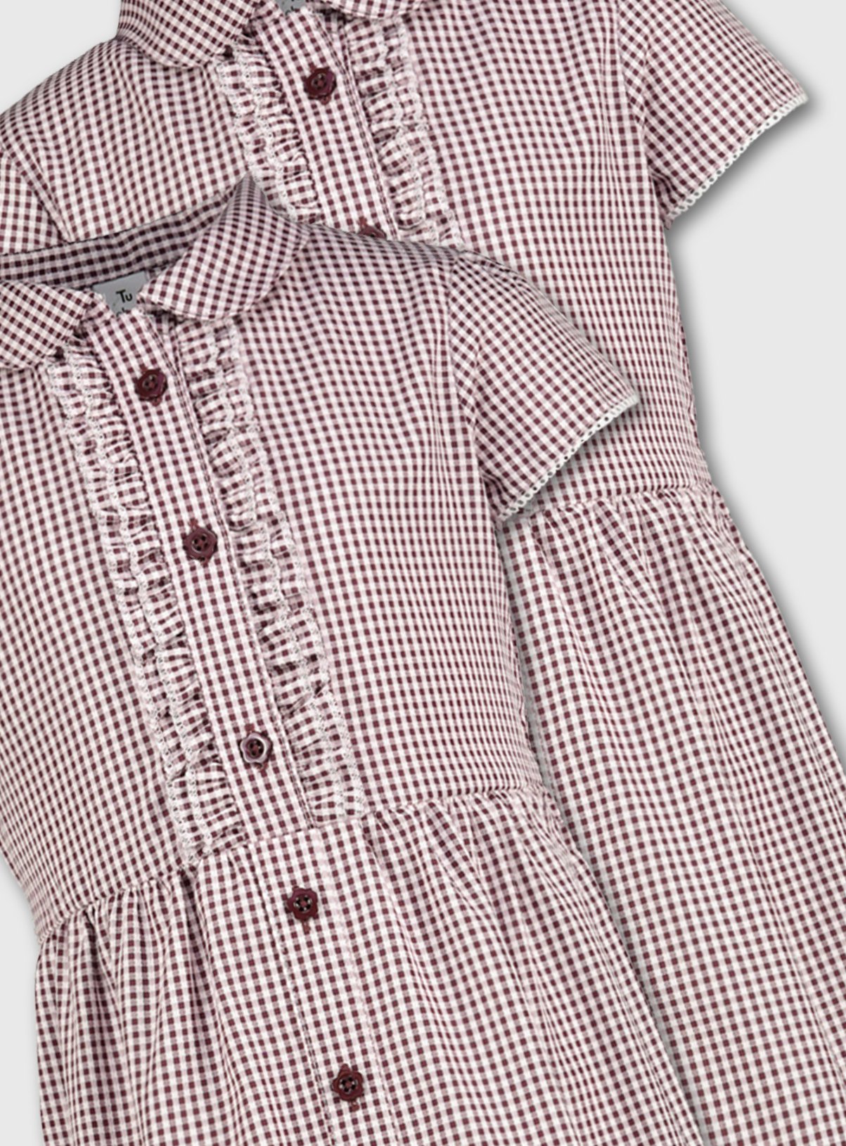 burgundy gingham school dress