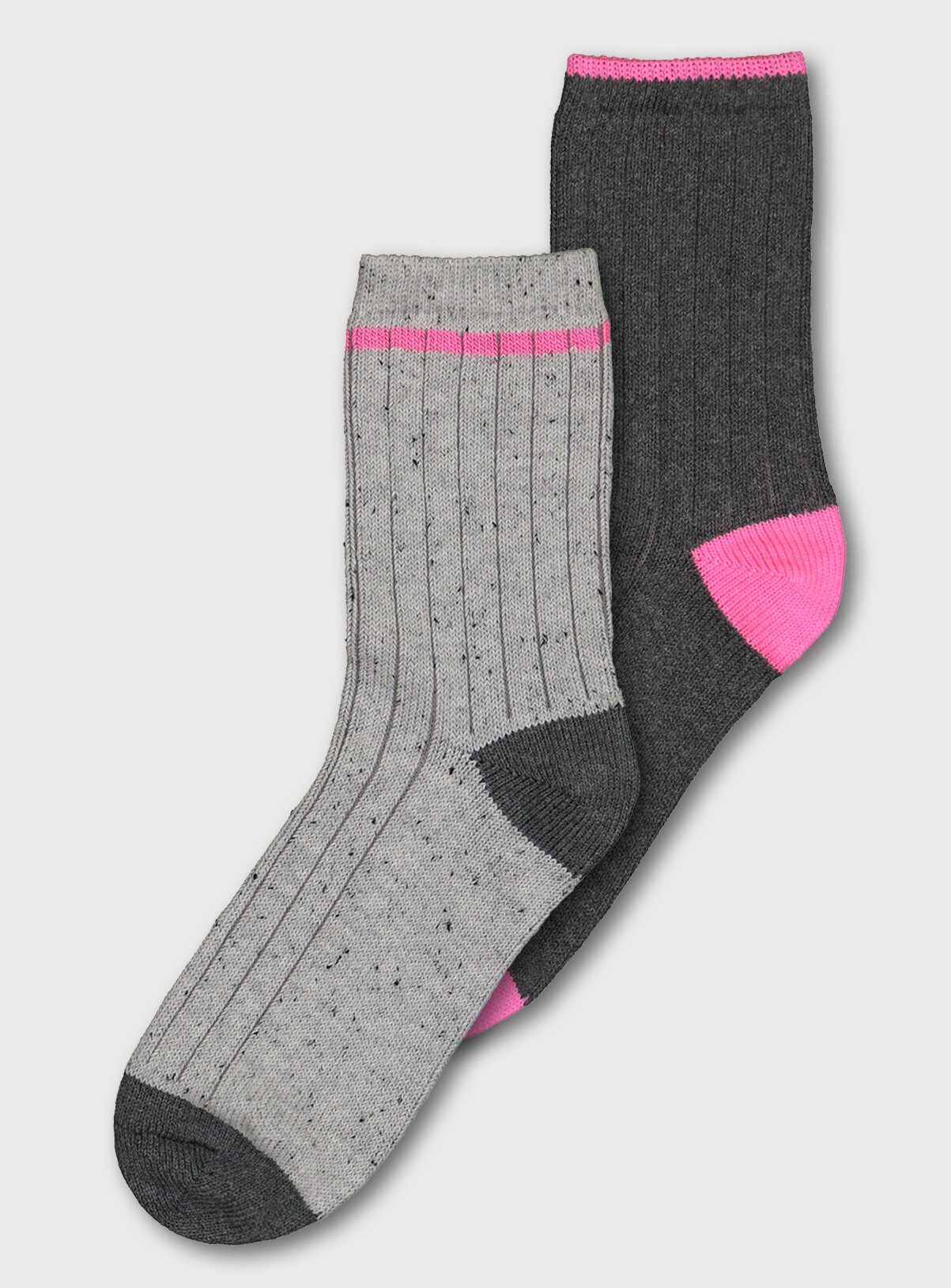 Grey & Pink Rib Boot Socks 2 Pack Review