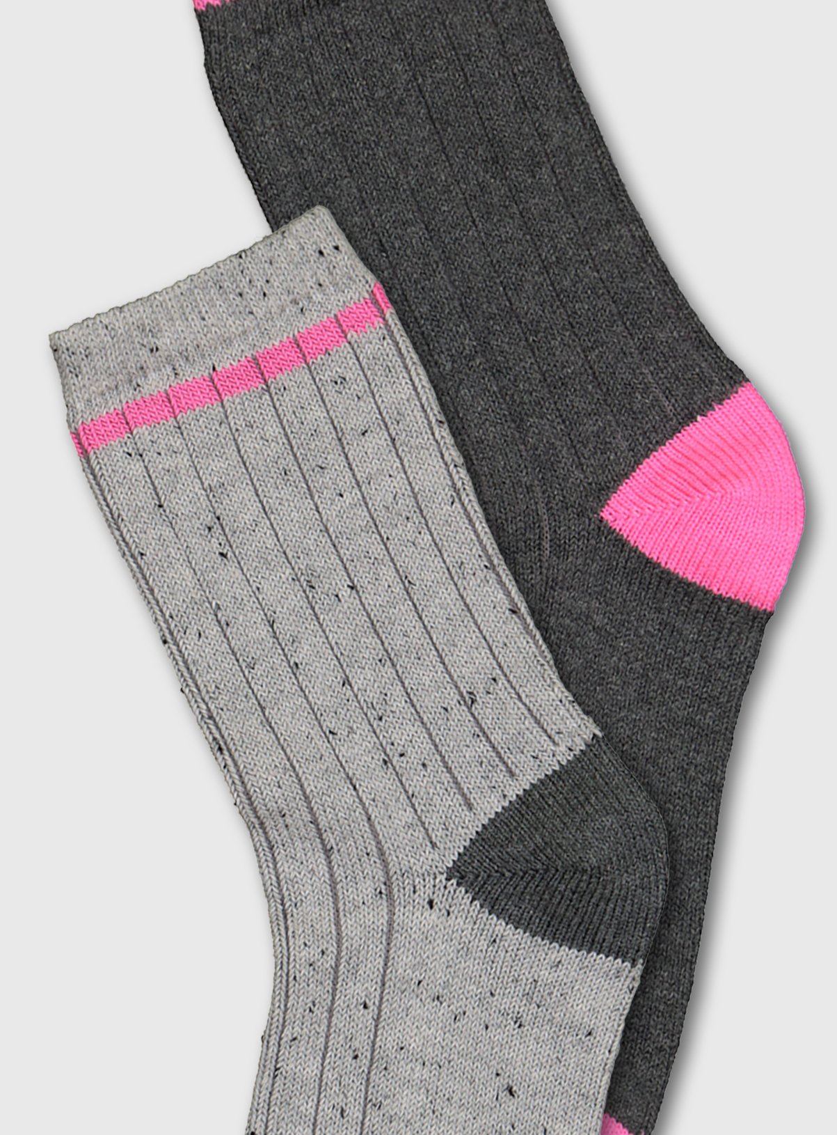 Grey & Pink Rib Boot Socks 2 Pack Review