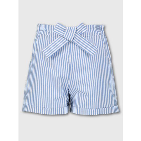 Blue & White Stripe School Shorts - 7 years