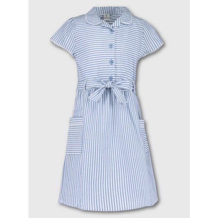 Blue Stripy School Dress - 12 years