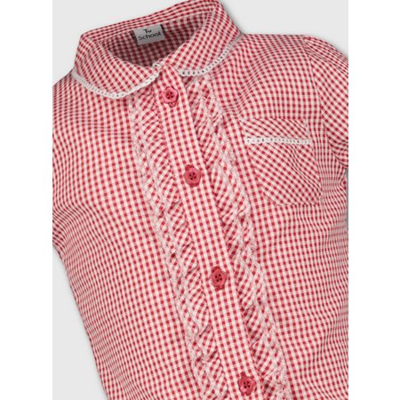 Red Gingham School Blouse - 4 years