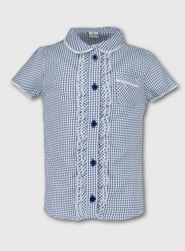 ladies blue gingham blouse