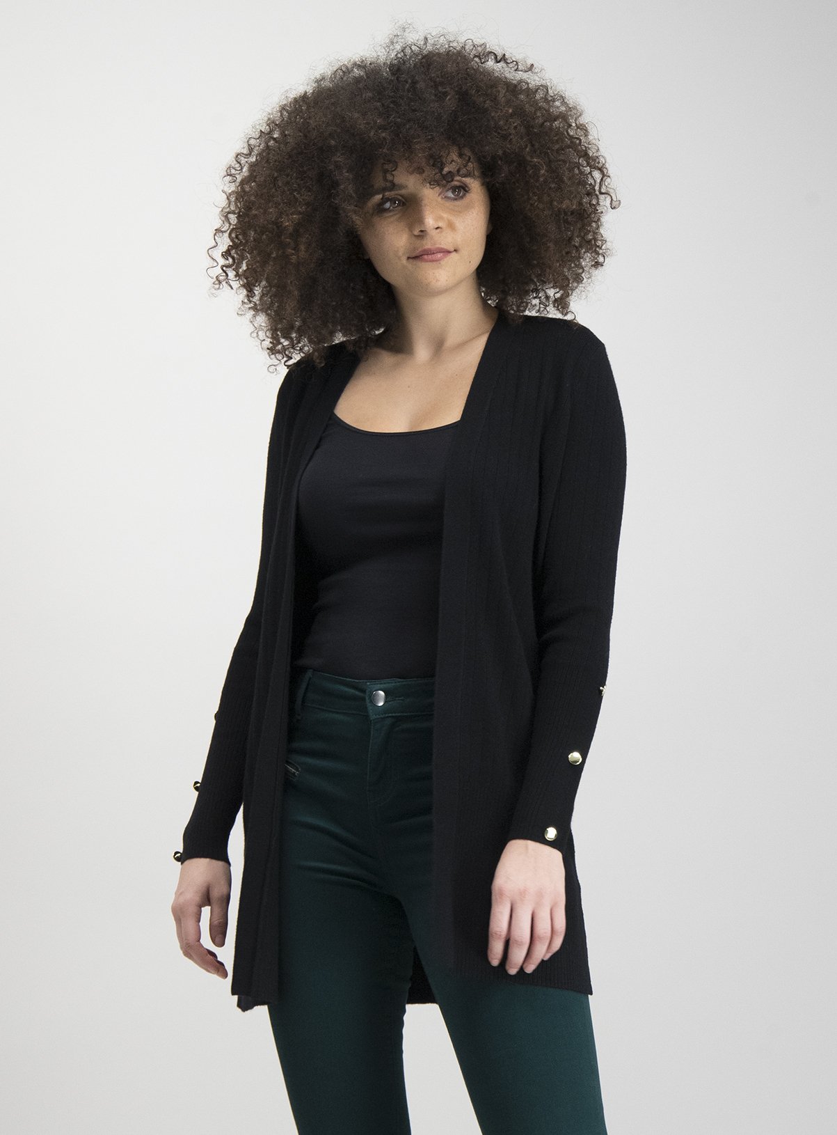 classic black cardigan