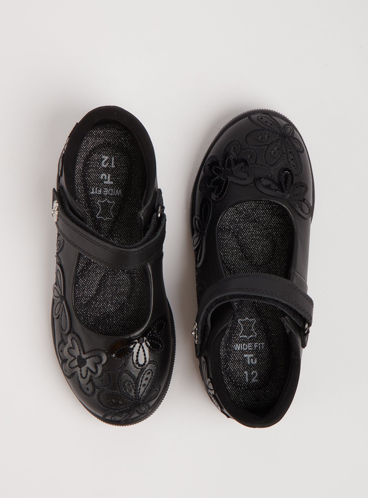 infant black leather trainers