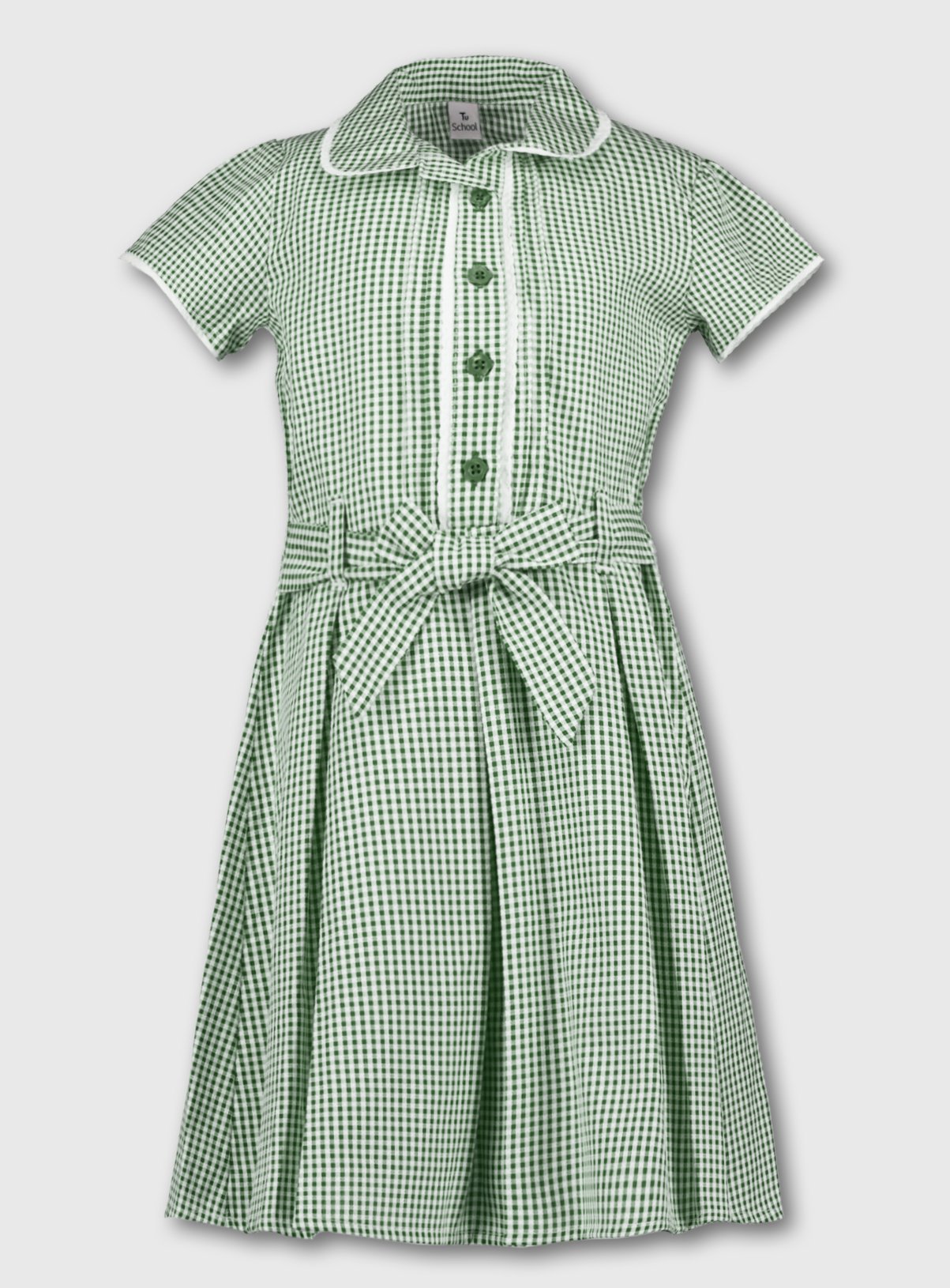 girls green gingham school dress