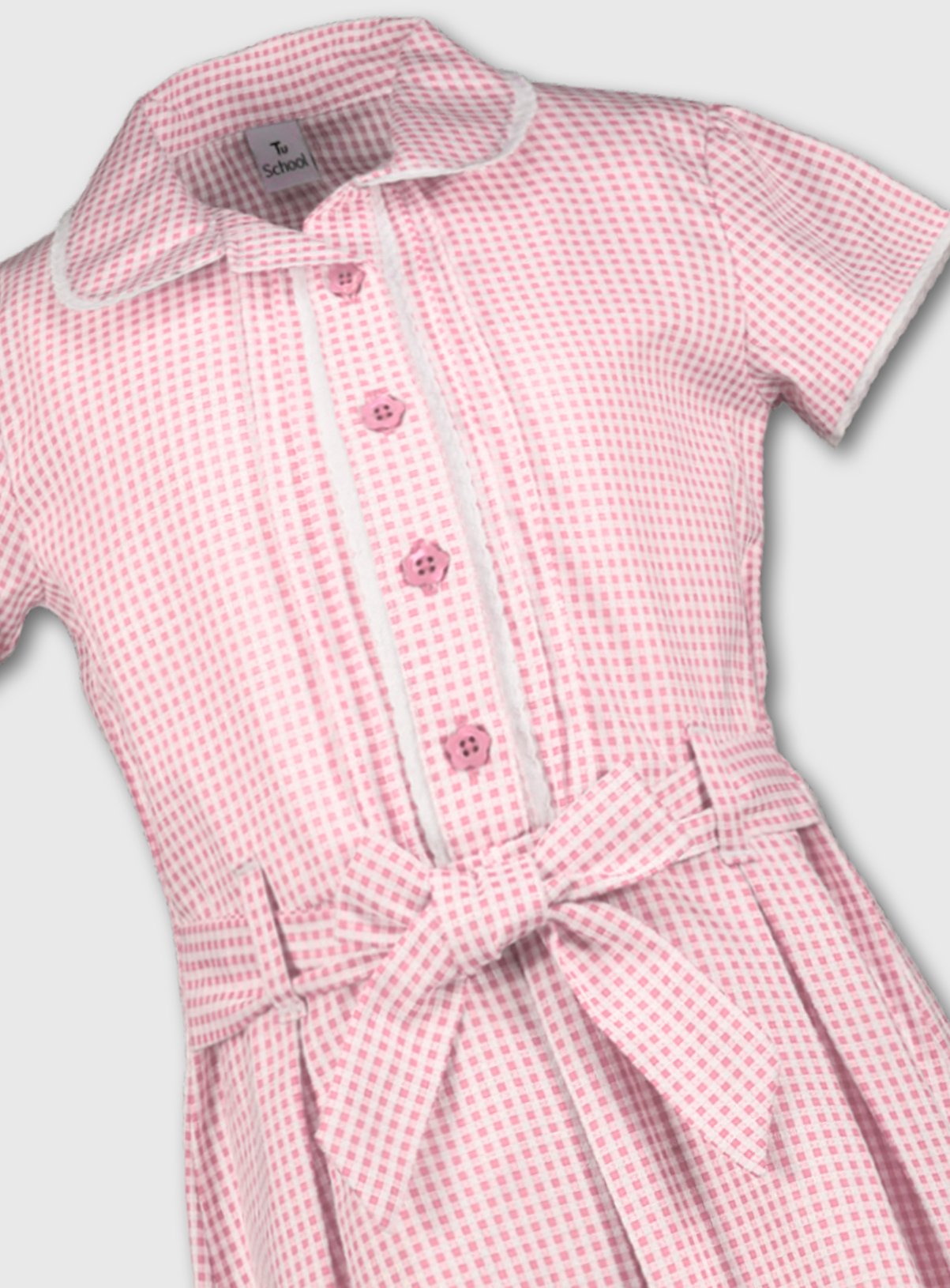 pink gingham school dress