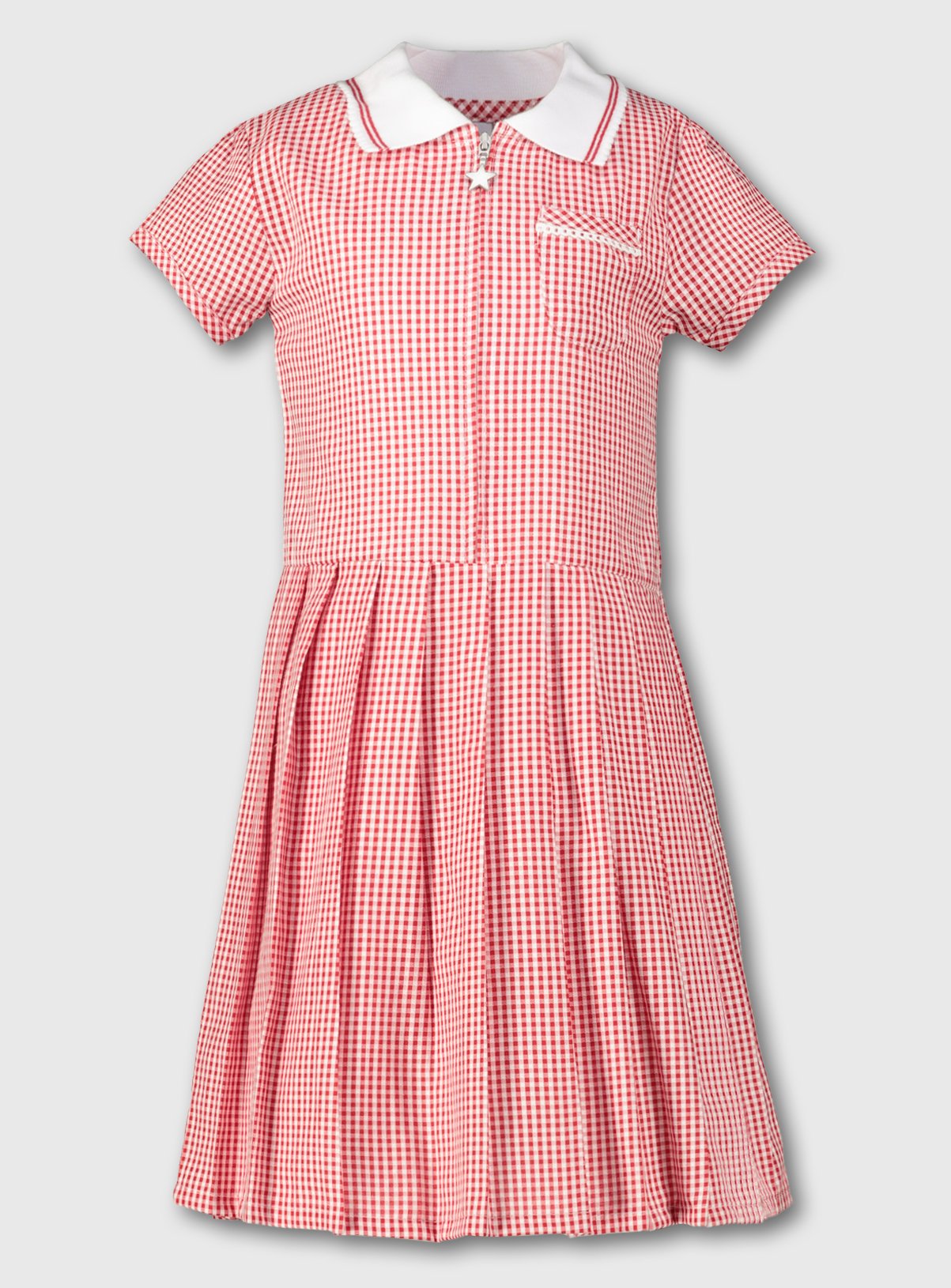 purple and white gingham school dress