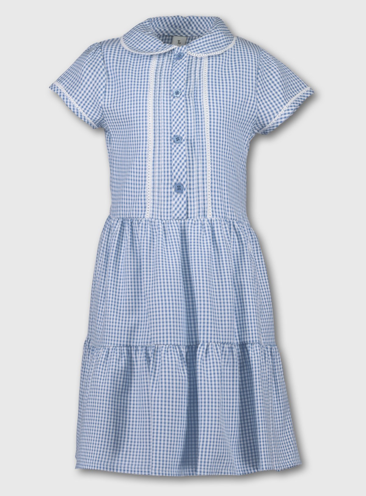 blue checked school dress