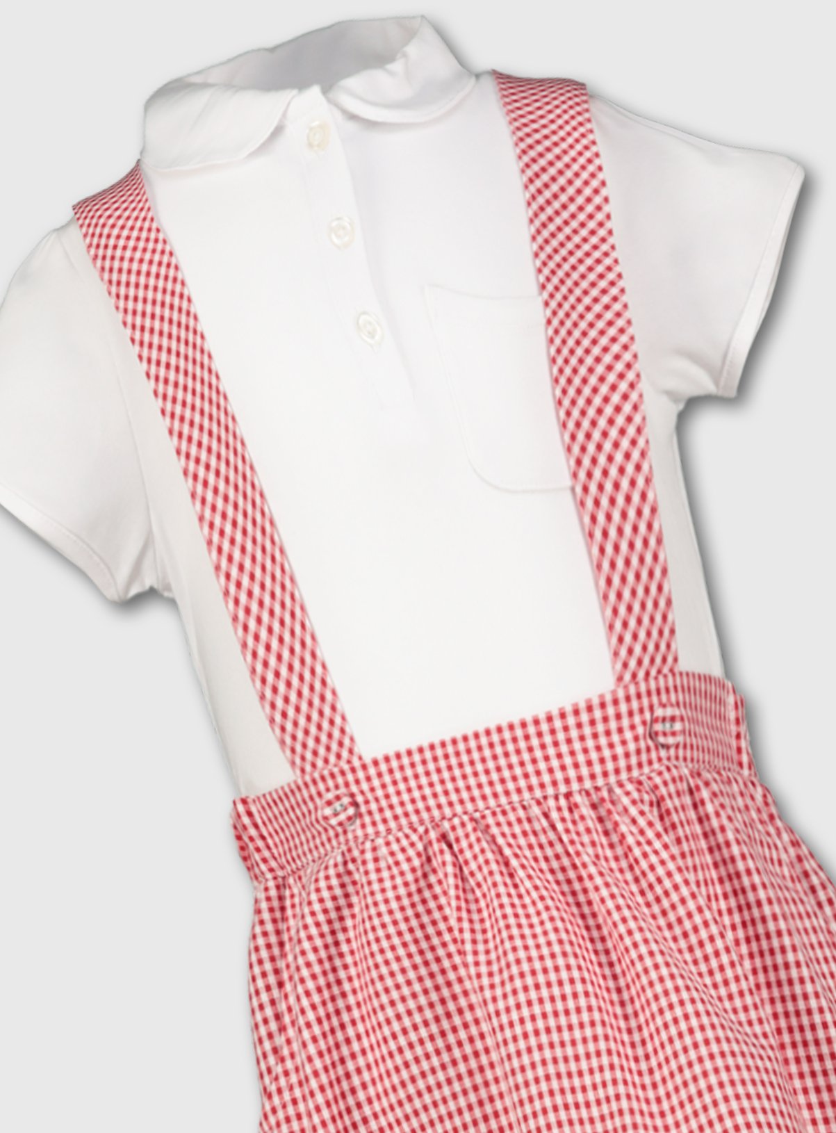 Red & White Gingham School Skirt With Braces & Top Review