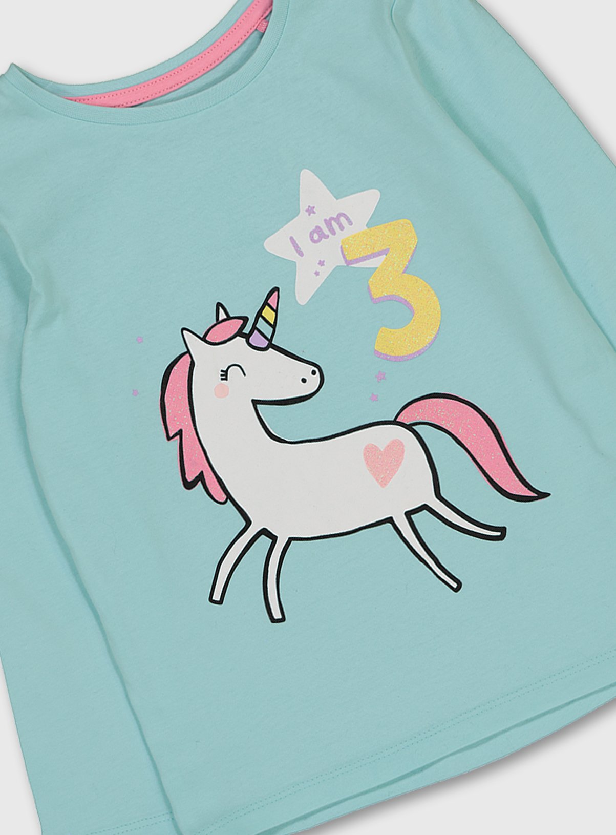 Pastel Green Unicorn 'I Am 3' Slogan Long Sleeve Top Review