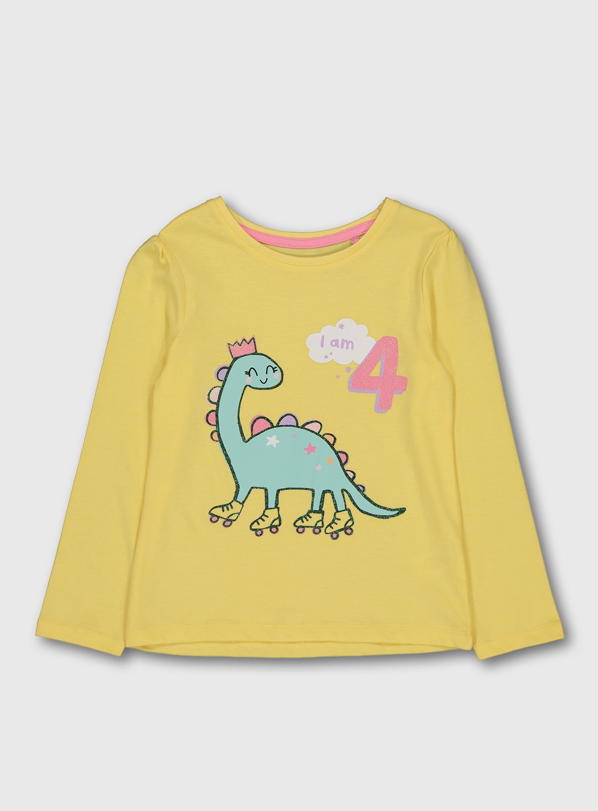 Yellow Dinosaur 'I Am 4' Slogan Long Sleeve Top Review