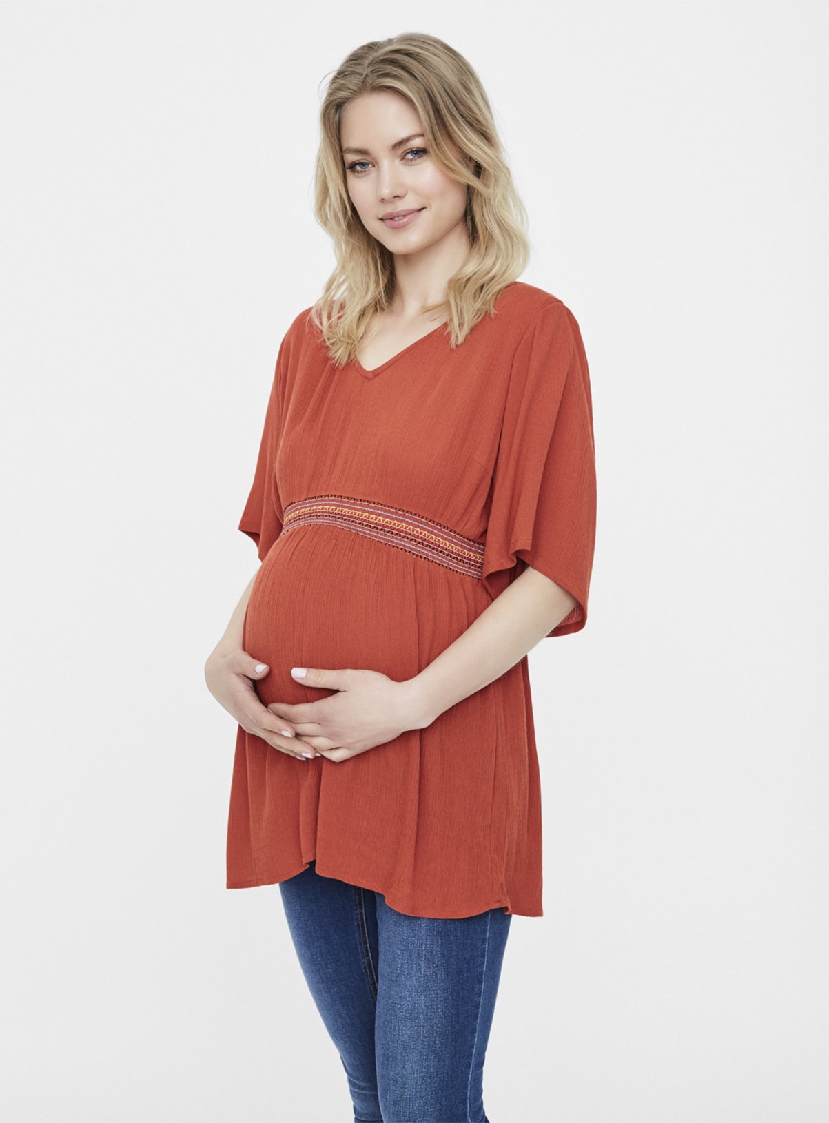 Red Woven Maternity Top Review